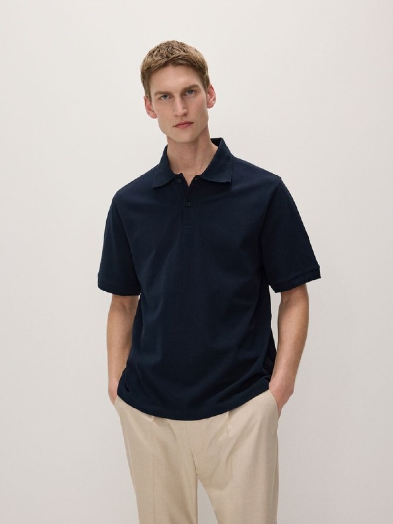 Reserved Oversized Polo Shirts Herren Navy | UJEFAX-607