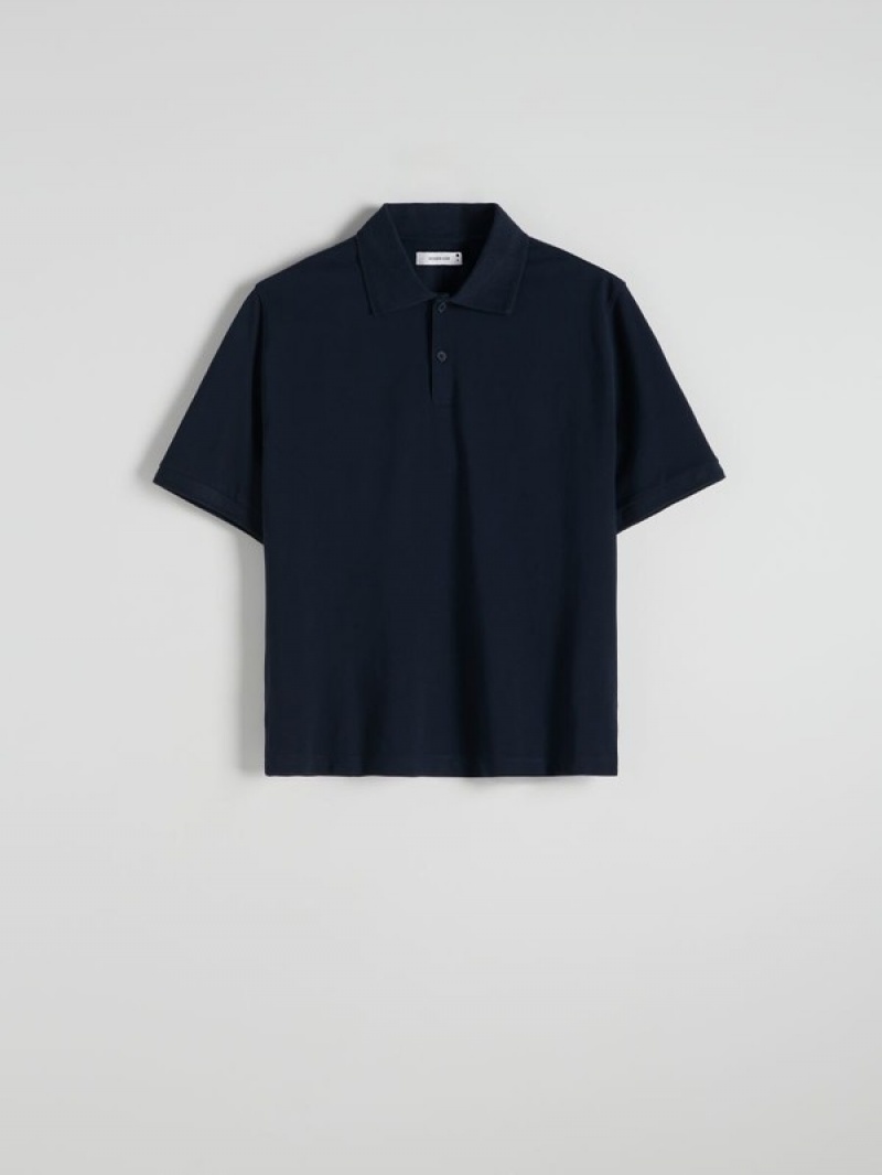 Reserved Oversized Polo Shirts Herren Navy | UJEFAX-607