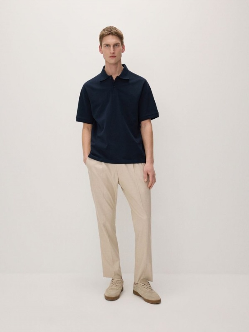 Reserved Oversized Polo Shirts Herren Navy | UJEFAX-607