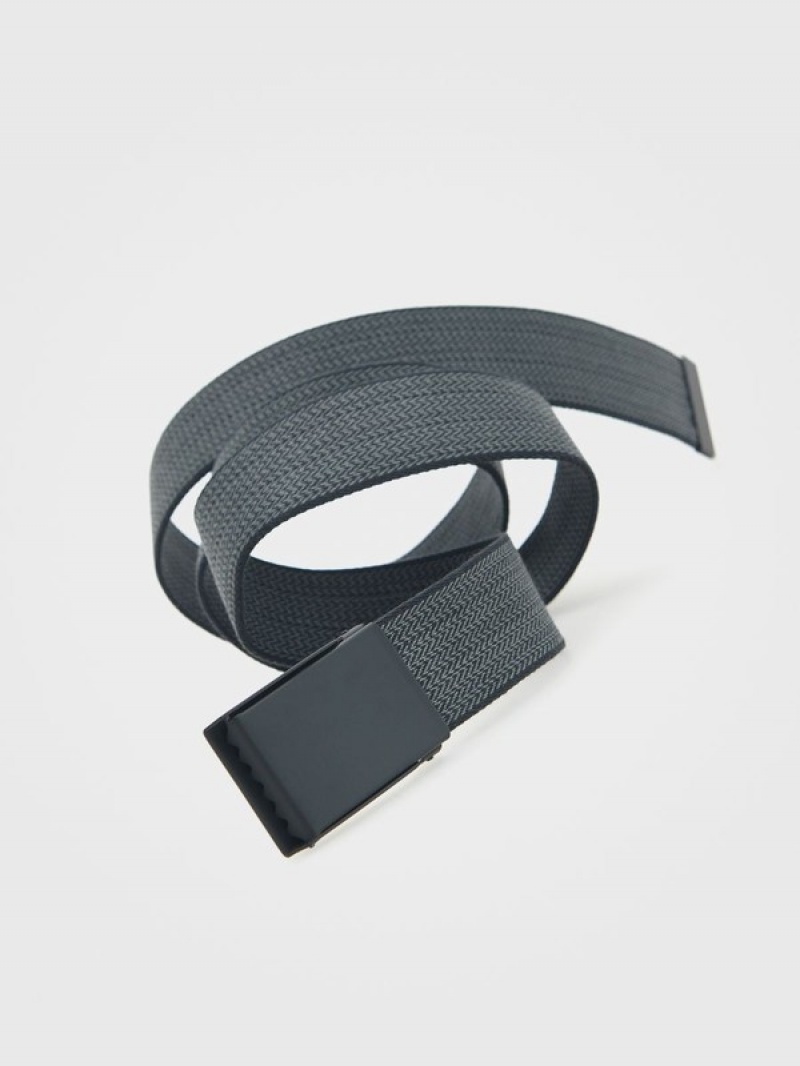 Reserved Patterned Webbing Gürtel Herren Dunkelgrau | CIGKRB-974