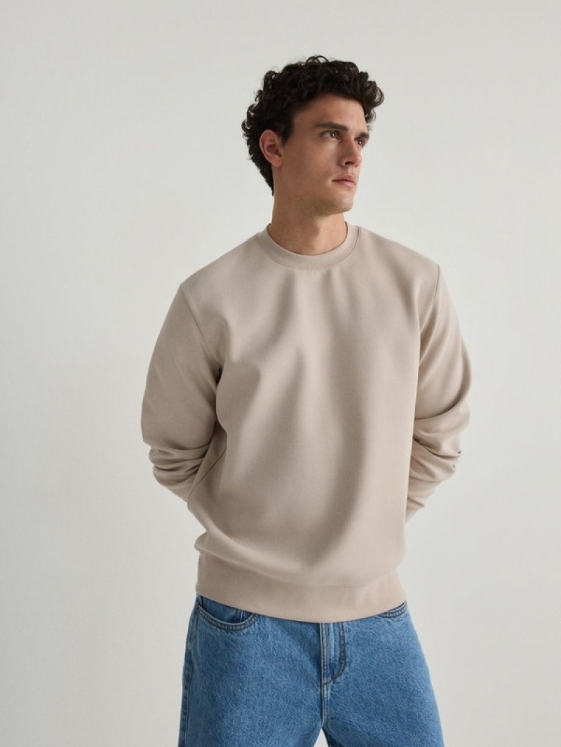 Reserved Plain Baumwoll Rich Sweatshirts Herren Beige | ZDOTUB-034