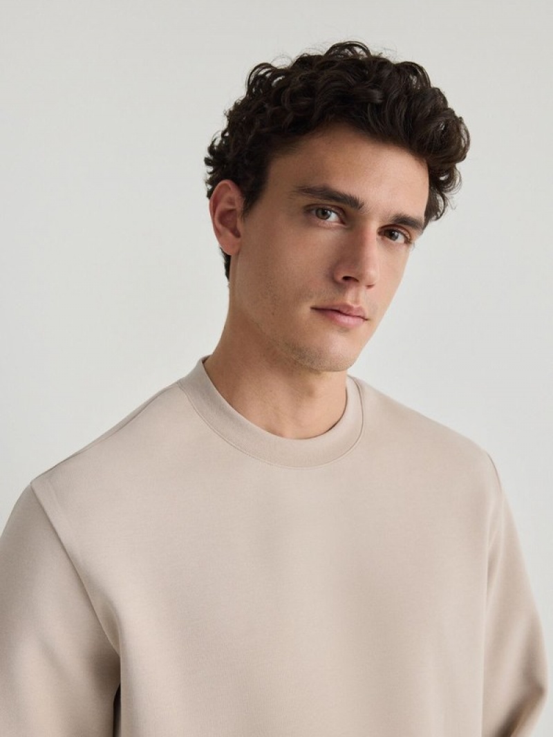 Reserved Plain Baumwoll Rich Sweatshirts Herren Beige | ZDOTUB-034