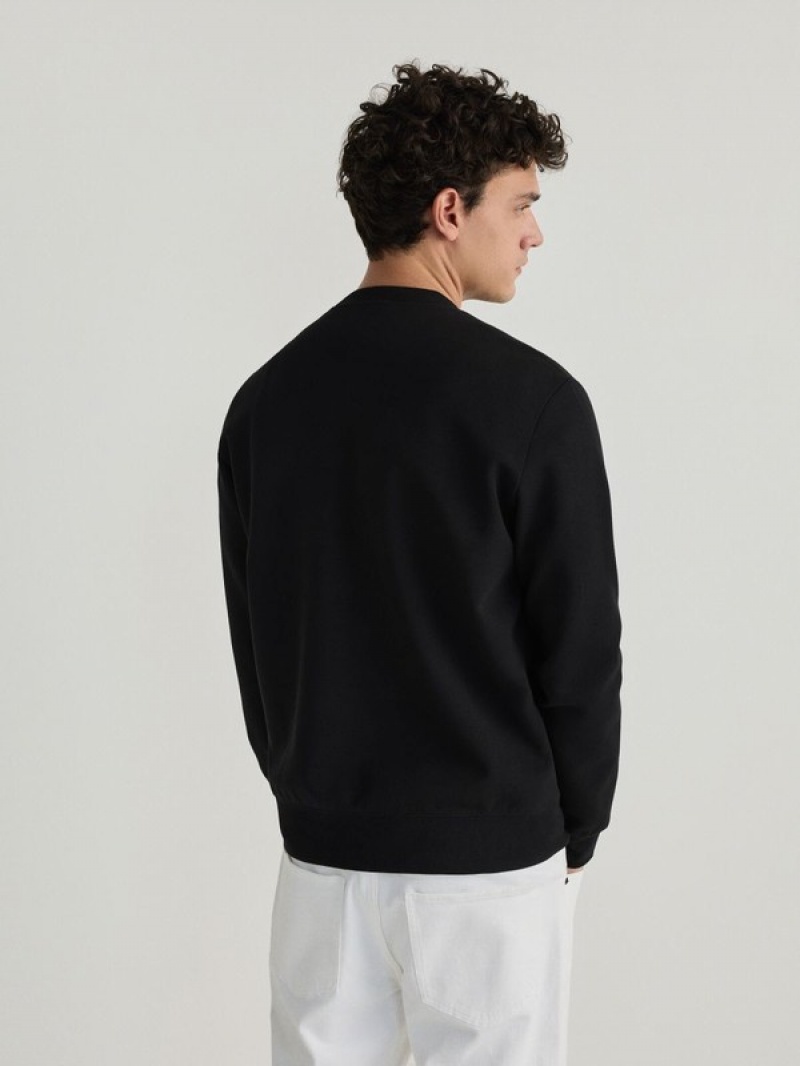 Reserved Plain Baumwoll Rich Sweatshirts Herren Schwarz | LOMUPC-142