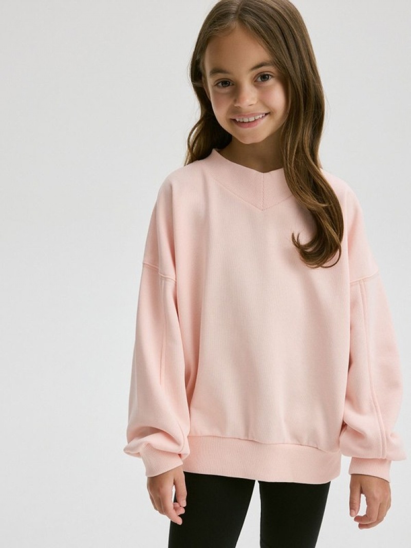 Reserved Plain Baumwoll Rich Sweatshirts Mädchen Koralle | MLWFEC-913