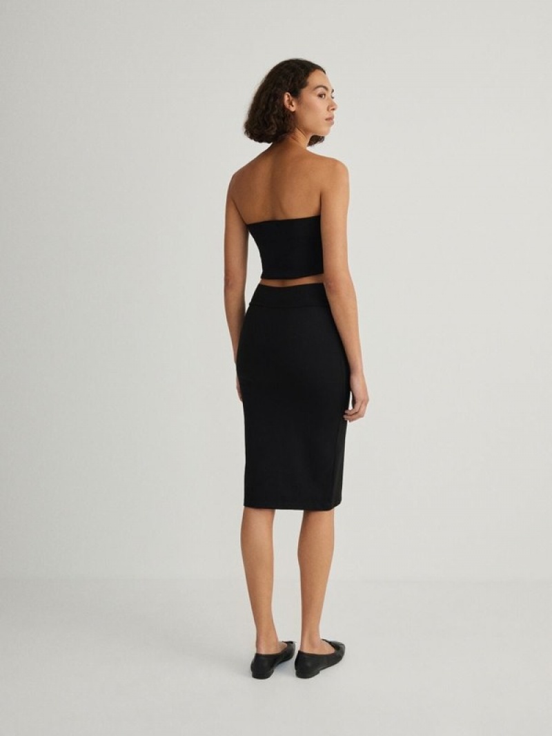 Reserved Plain Midi Röcke Damen Schwarz | SIMNGZ-215