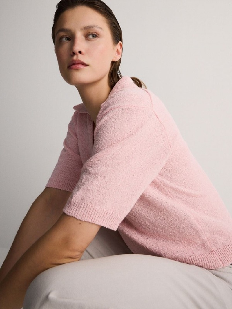 Reserved Polo Stylen Jersey Hemd Damen Rosa | DHRFXG-294