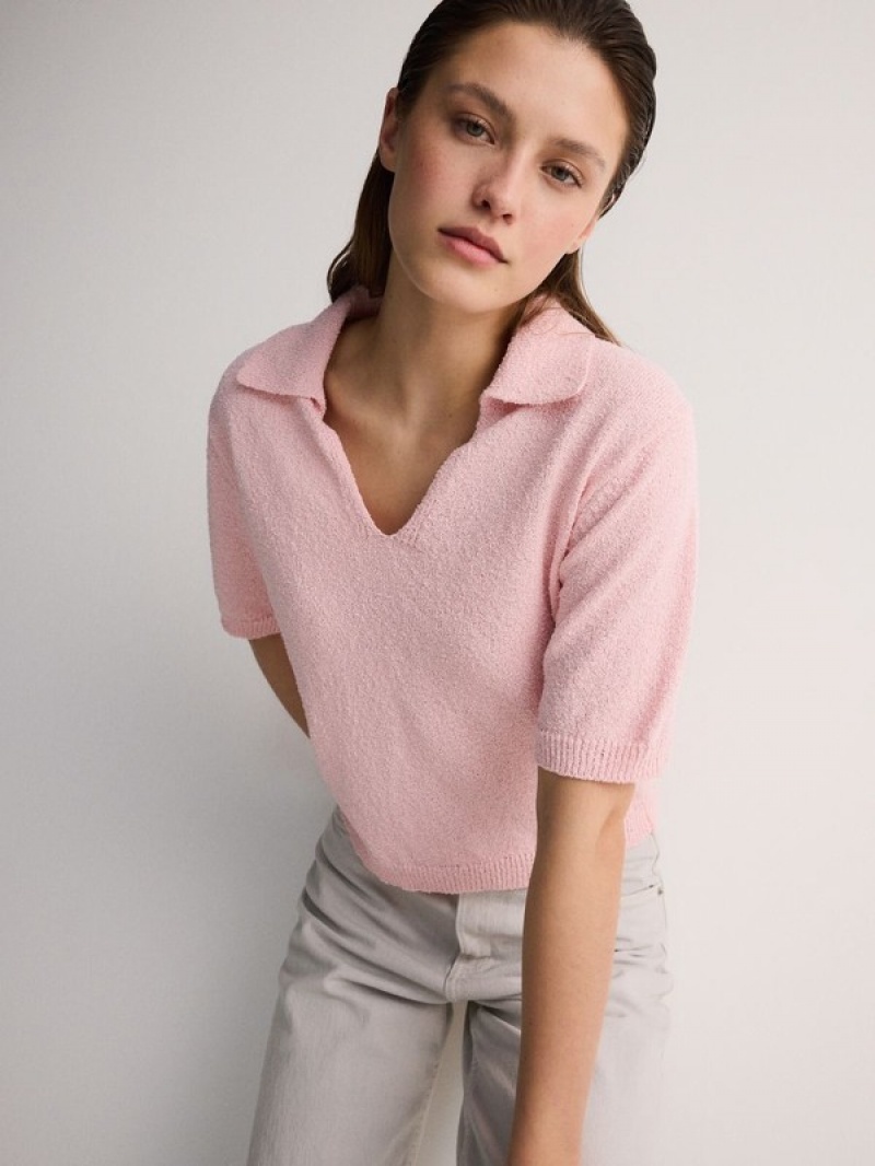 Reserved Polo Stylen Jersey Hemd Damen Rosa | DHRFXG-294