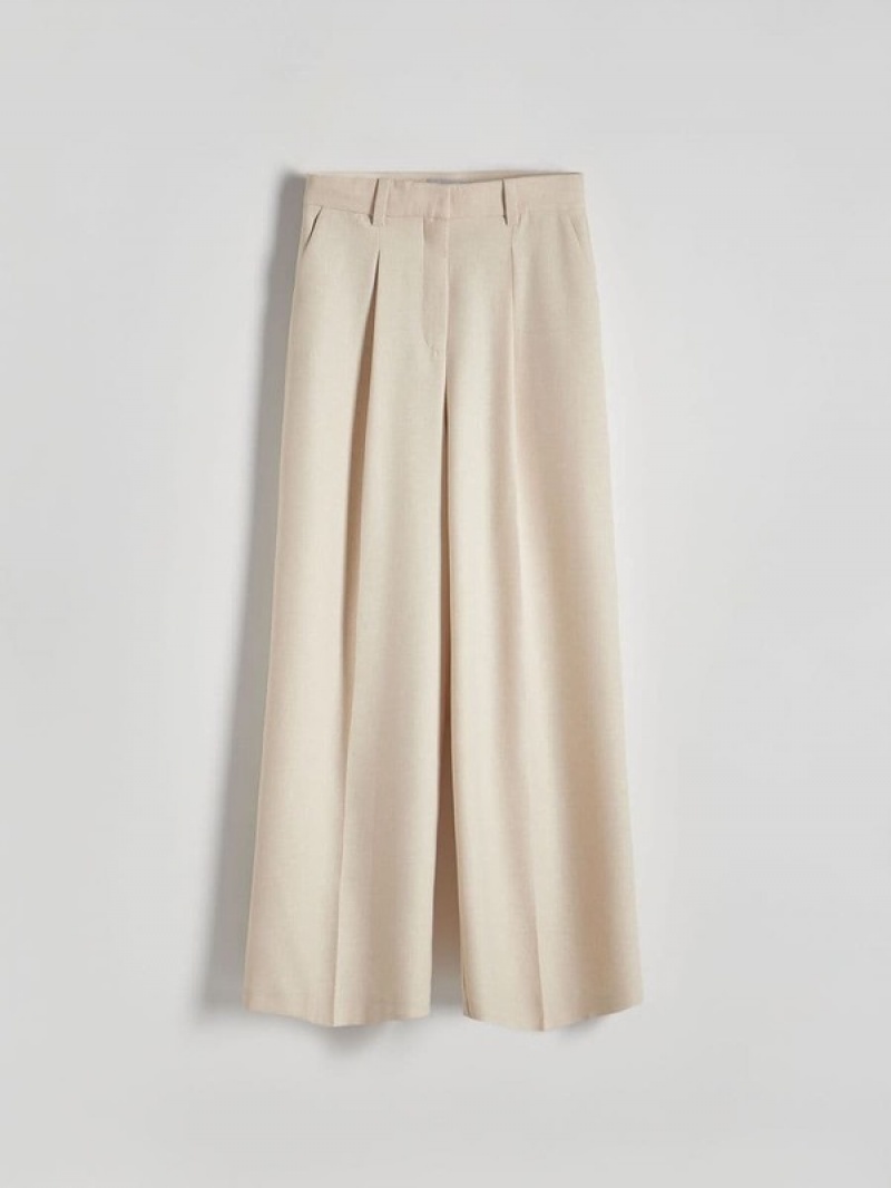 Reserved Pressed Crease Hosen Damen Beige | KROZDH-904