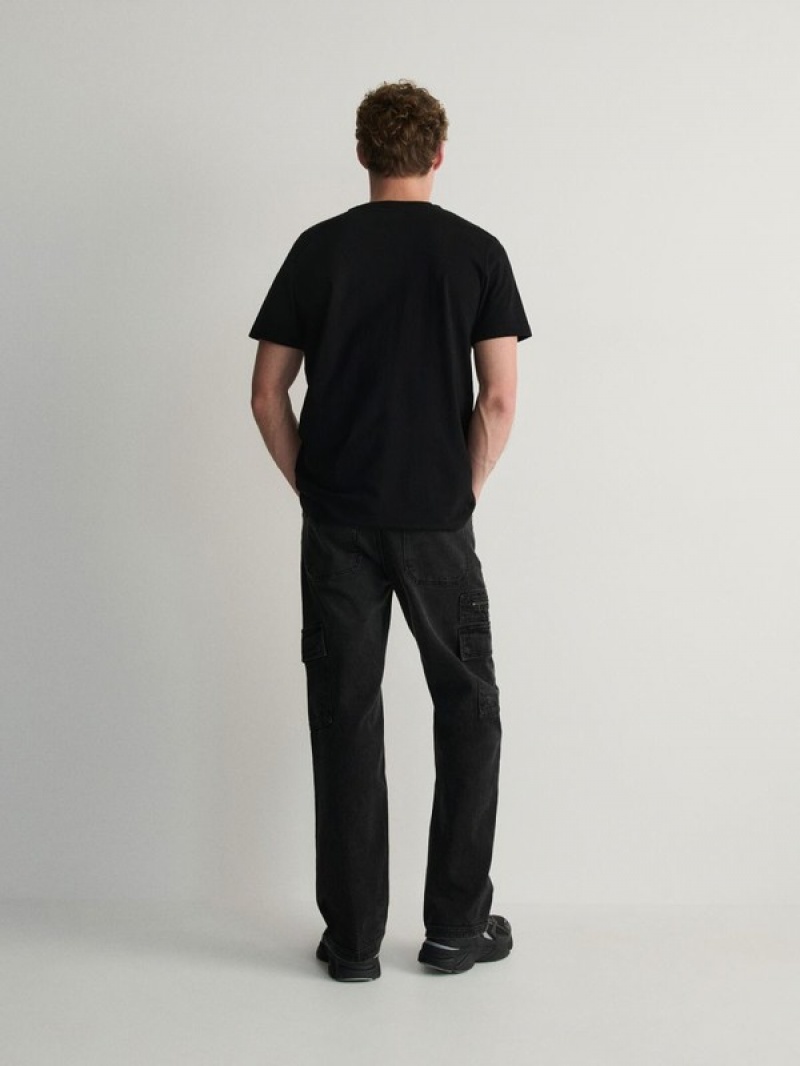 Reserved Regular Cargo Jeans Herren Schwarz | JYSHAG-156