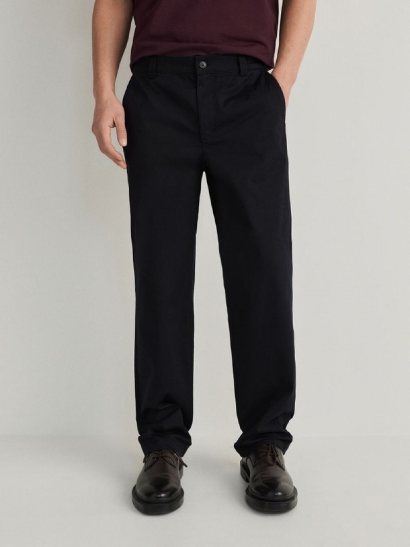 Reserved Regular Fit Chino Hosen Herren Schwarz | WQMNVL-981