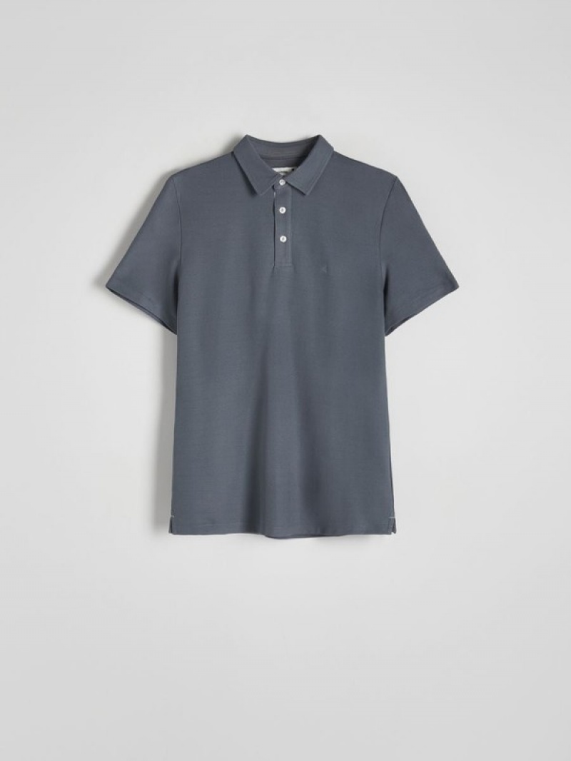 Reserved Regular Fit Polo Shirts Herren Grau Blau | MEXKDH-281