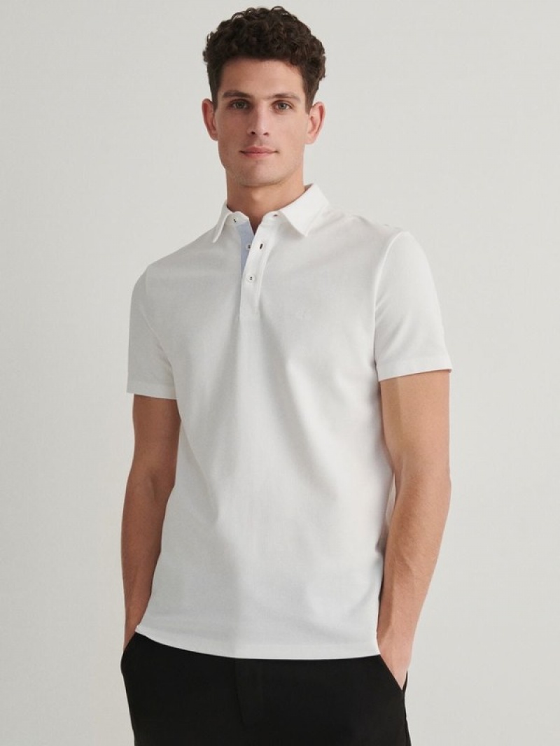 Reserved Regular Fit Polo Shirts Herren Weiß | ULJDBT-652