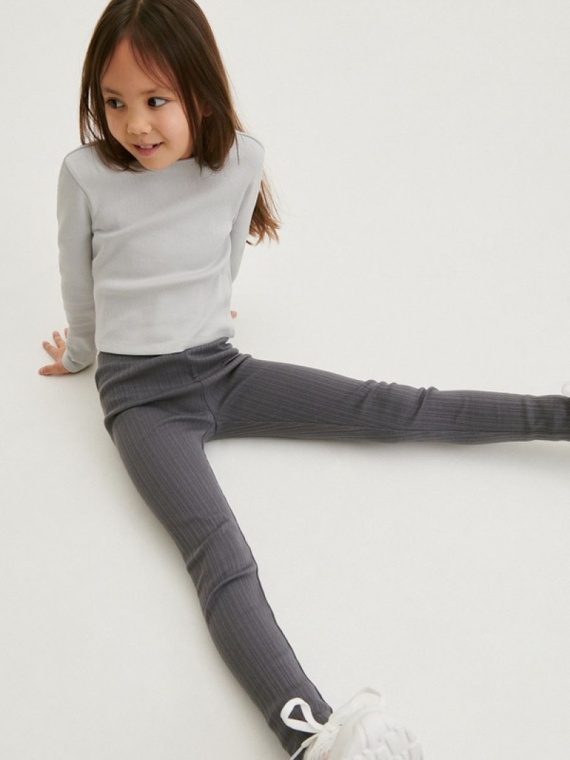 Reserved Rib Knit Jersey Leggings Hosen Mädchen Dunkelgrau | MGARQC-629