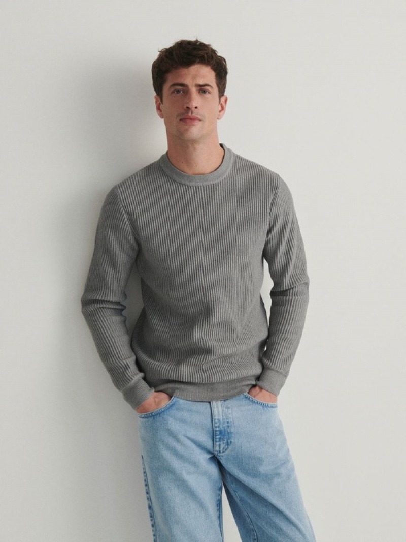 Reserved Rib Knit Pullover Herren Grau | APTFLH-296