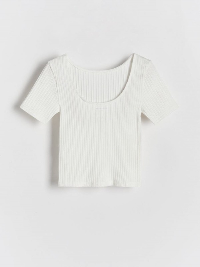 Reserved Rib Knit T-shirts Mädchen Weiß | RIGLZT-587