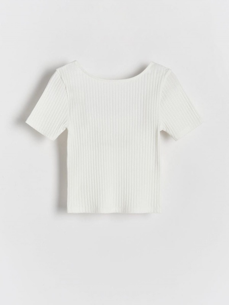 Reserved Rib Knit T-shirts Mädchen Weiß | RIGLZT-587