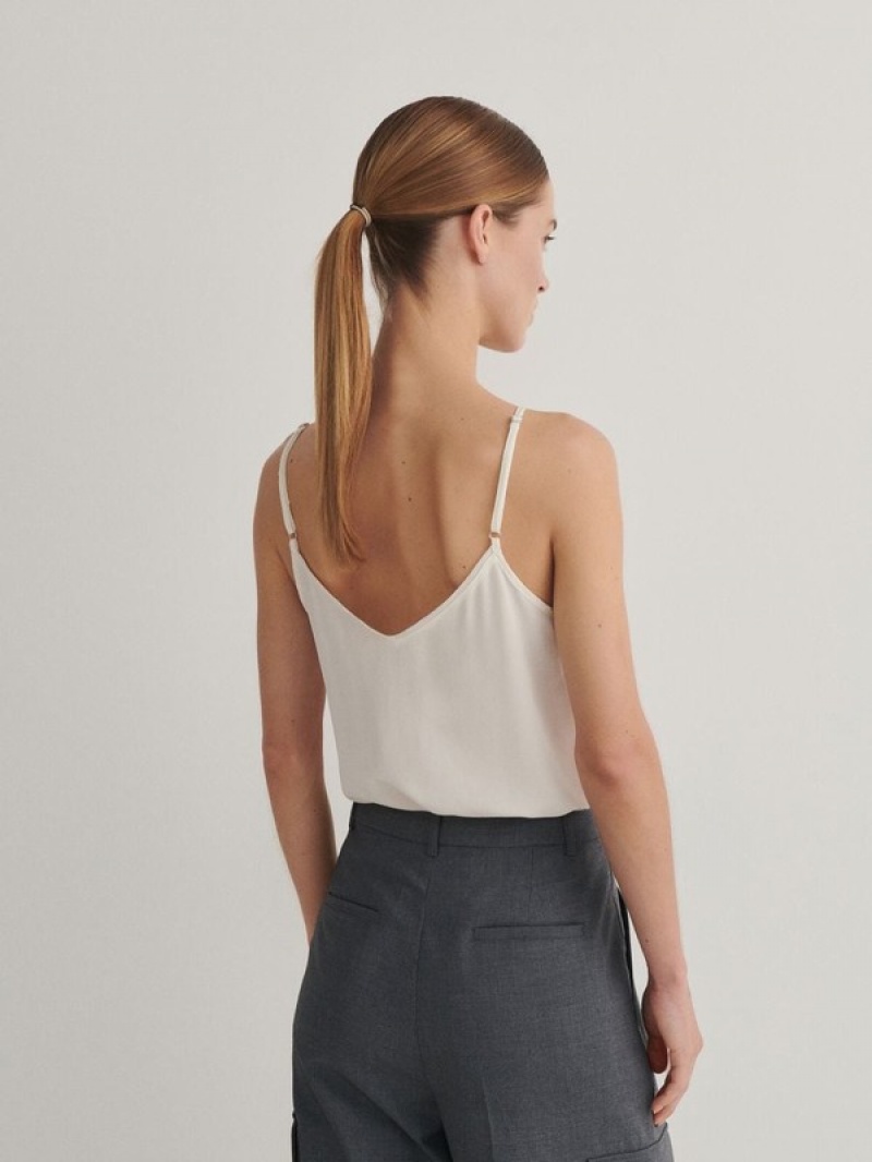 Reserved Silk Top Hemd Damen Weiß | KUSYTG-352