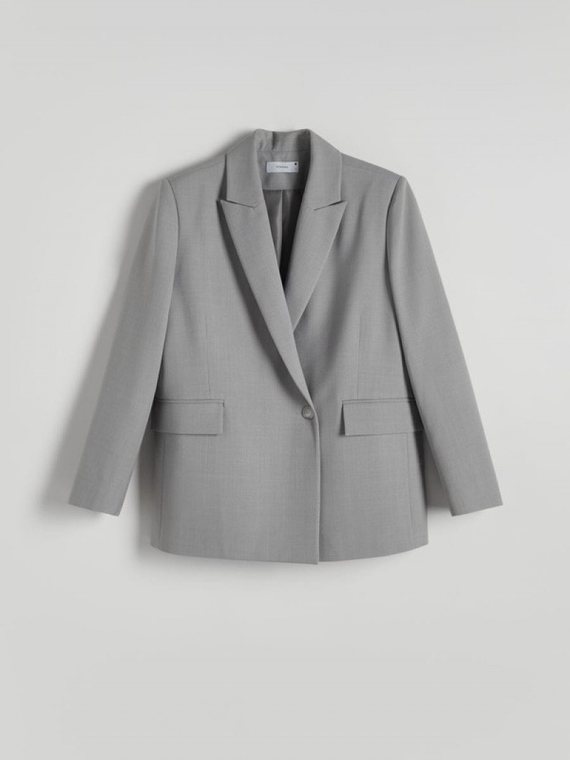 Reserved Simple Design Blazer Damen Grau | UXPMIN-372