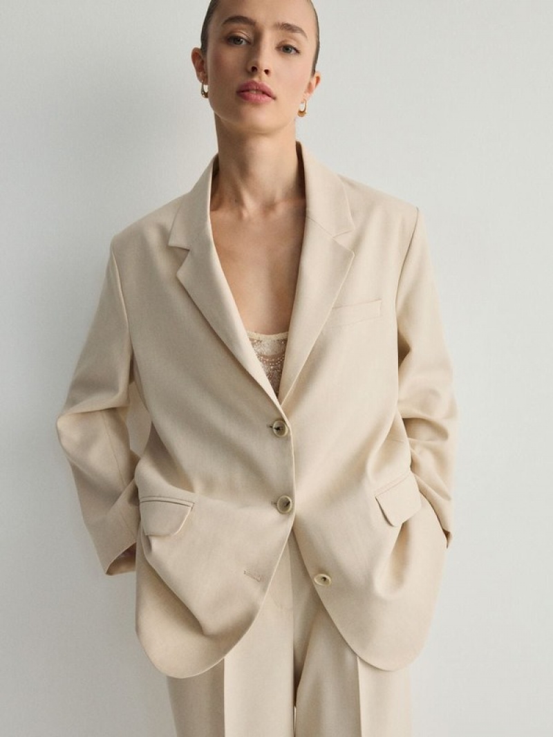 Reserved Single-breasted Blazer Damen Beige | ZMINWV-491