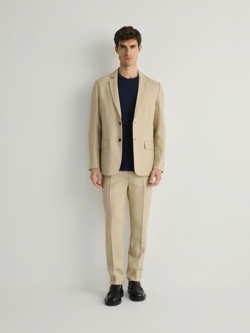 Reserved Slim Linen Anzüge Herren Beige | IEWZSK-985