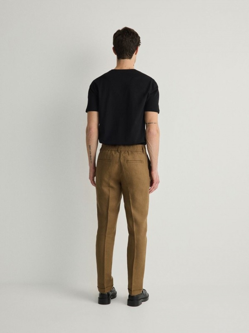 Reserved Slim Linen Anzüge Herren Braun | DJWBLH-463