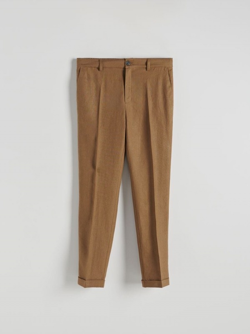 Reserved Slim Linen Anzüge Herren Braun | DJWBLH-463