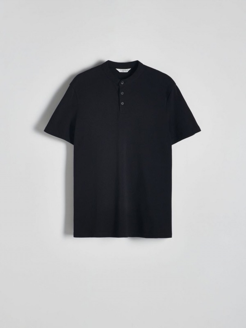 Reserved Stand-up Collar Polo Shirts Herren Schwarz | HEWLQM-302