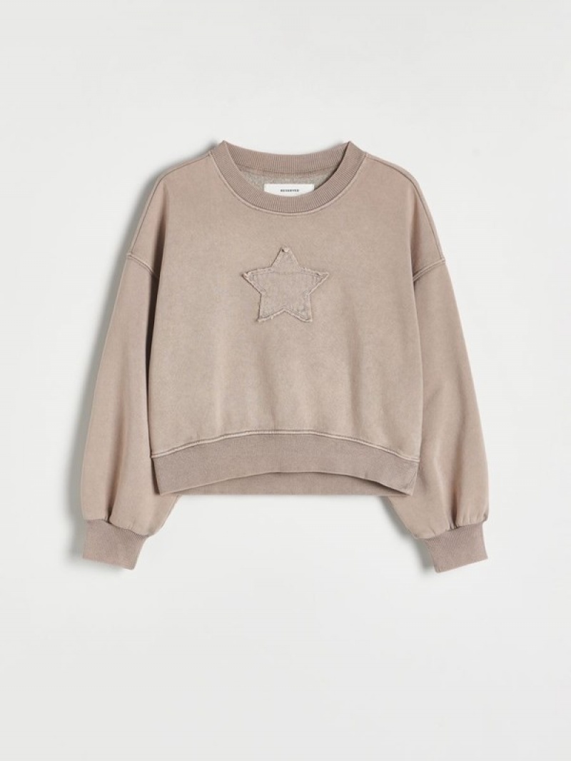 Reserved Star Motif Sweatshirts Mädchen Beige | CSVOTL-589