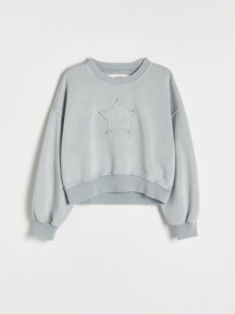 Reserved Star Motif Sweatshirts Mädchen Hellgrau | YDQIBM-724