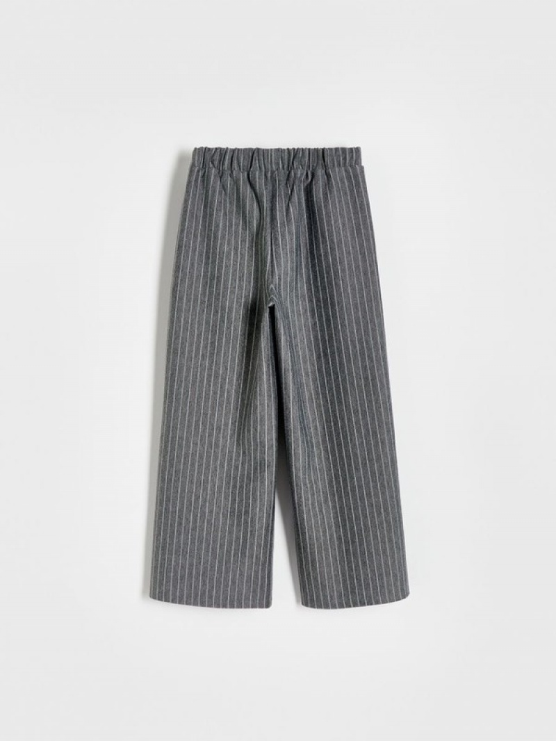 Reserved Stripe Weite Leg Hosen Mädchen Dunkelgrau | DIGWOH-381