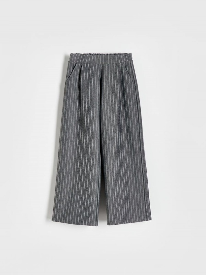 Reserved Stripe Weite Leg Hosen Mädchen Dunkelgrau | DIGWOH-381