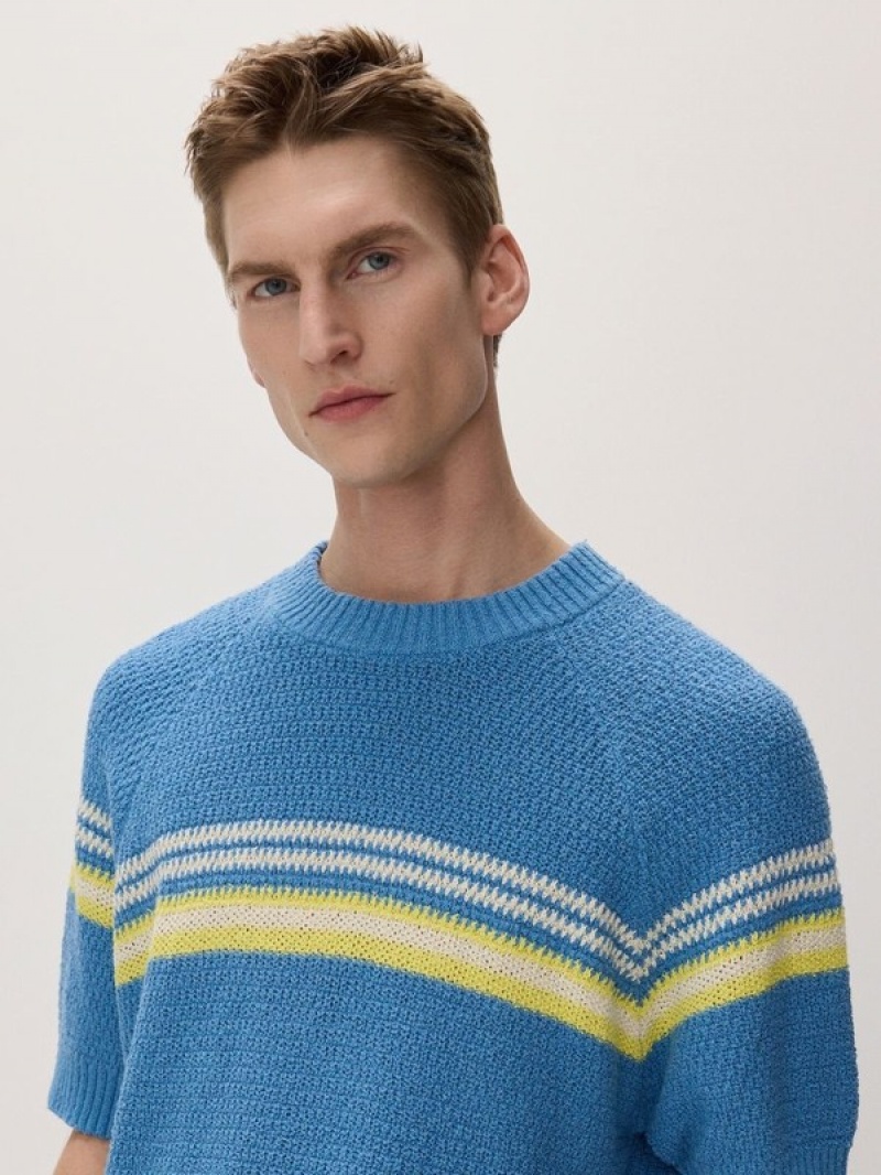 Reserved Structural Knit Pullover Herren Blau | FHQSXW-518