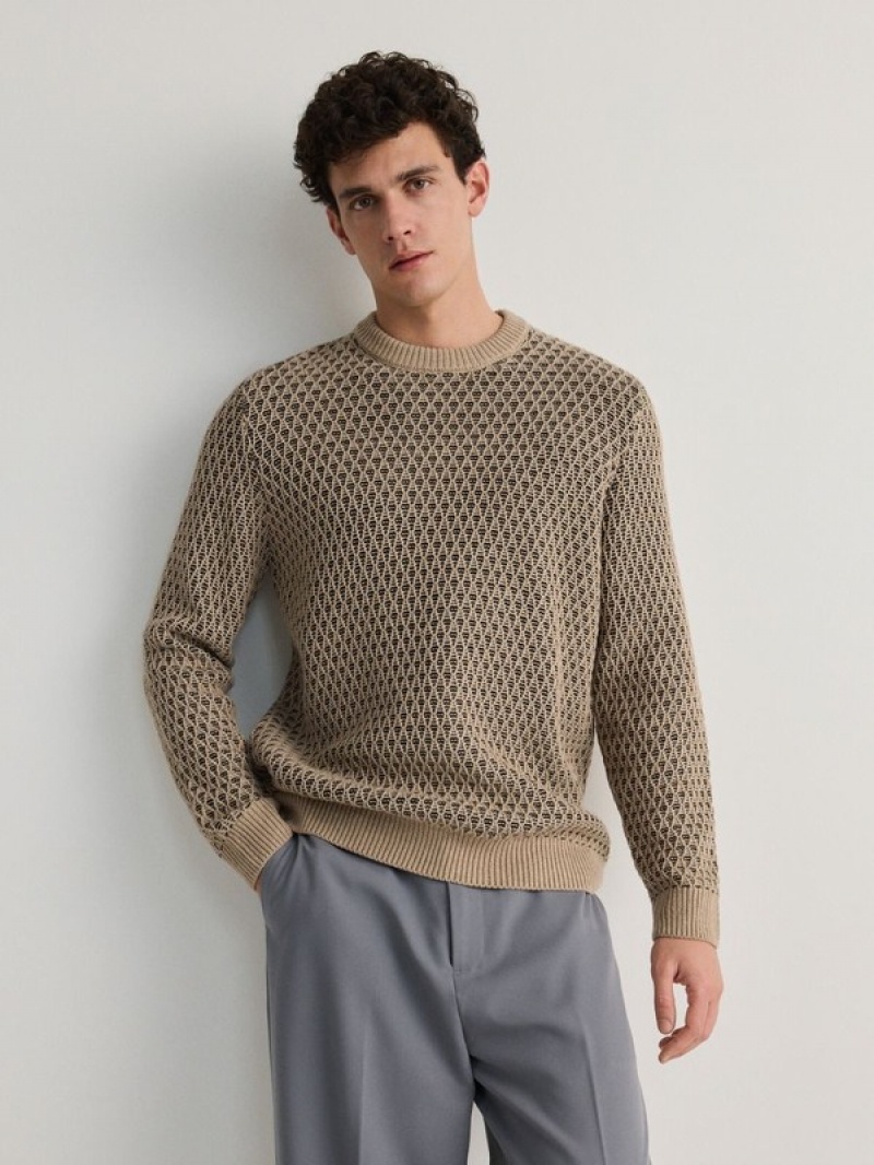 Reserved Structural Pullover Herren Beige | WZUVAE-213