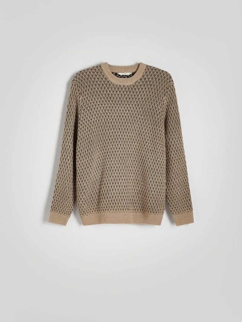 Reserved Structural Pullover Herren Beige | WZUVAE-213