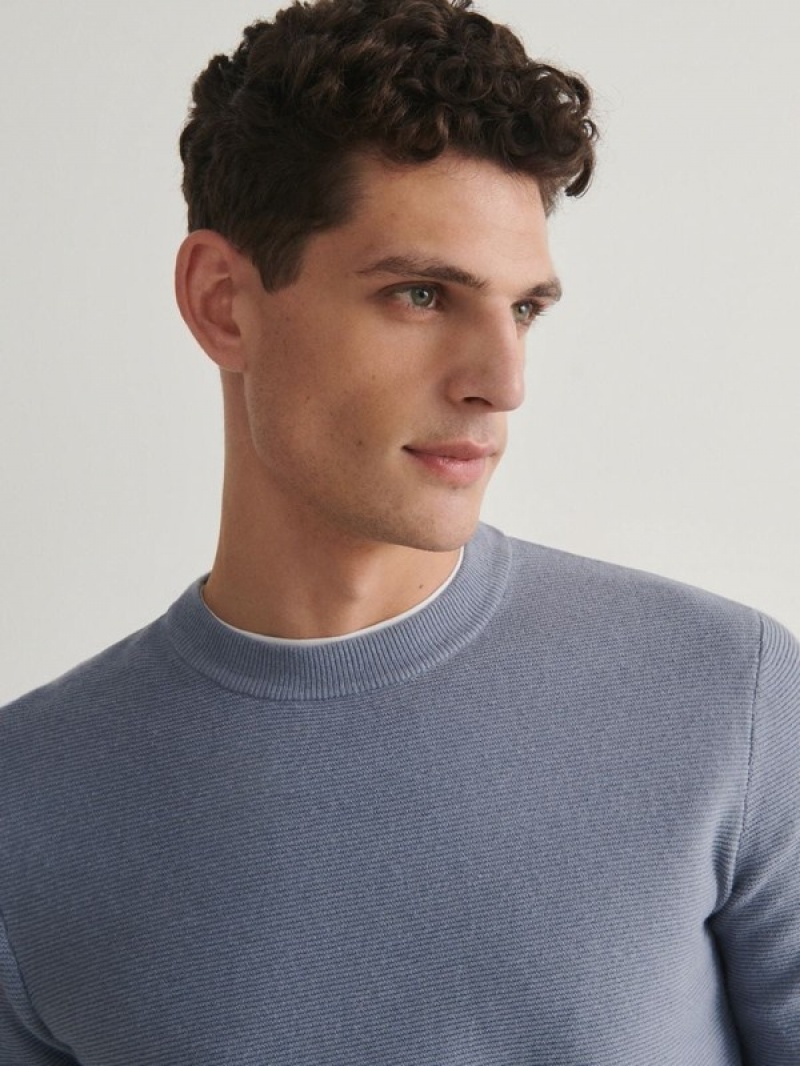 Reserved Structural Pullover Herren Hellblau | HRIAVS-671