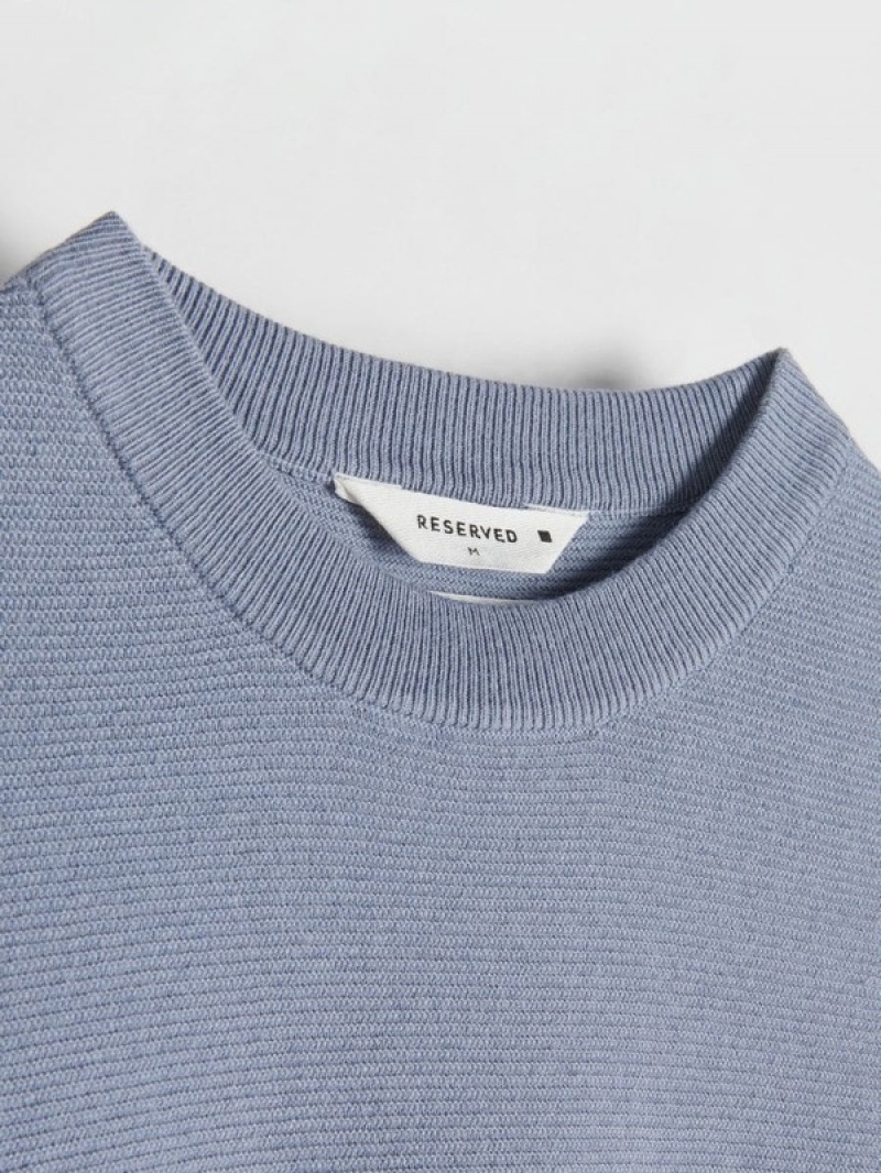 Reserved Structural Pullover Herren Hellblau | HRIAVS-671