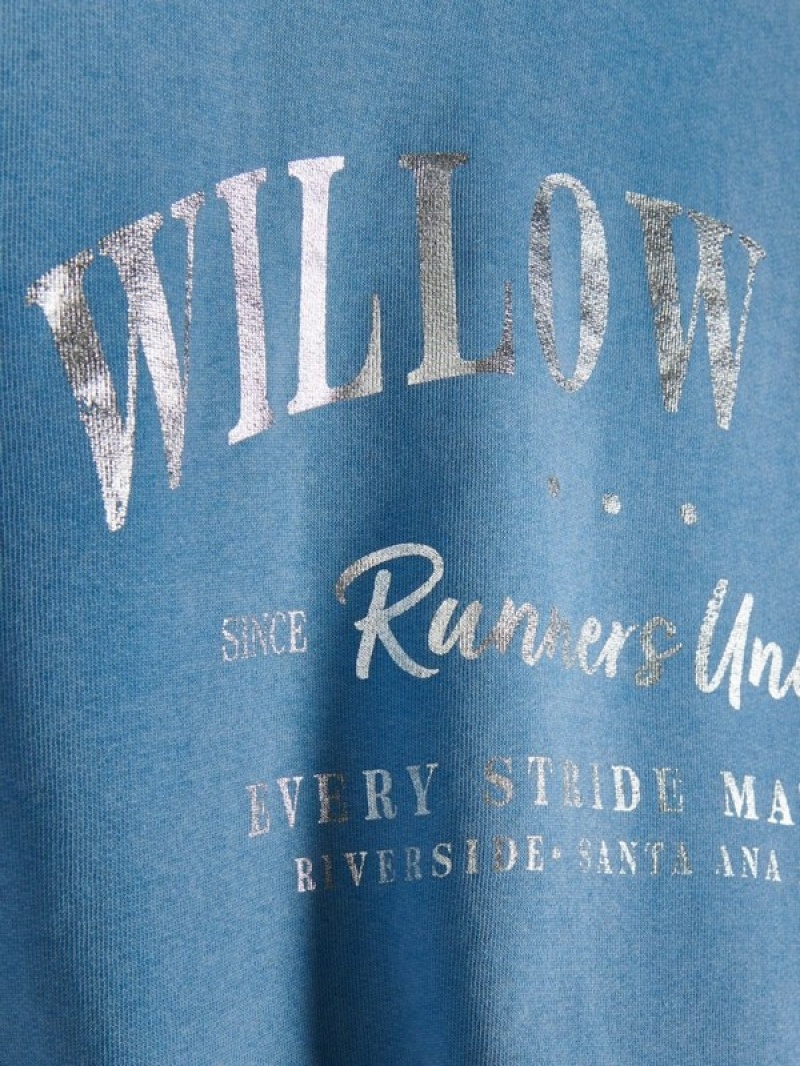 Reserved Sweatmetallic Print Sweatshirts Damen Hellblau | YWDMEX-678