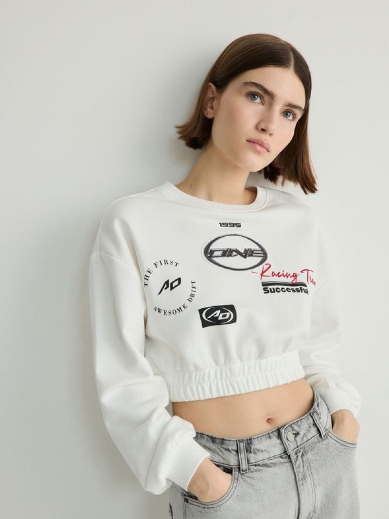 Reserved Sweatprints Sweatshirts Damen Weiß | MFLCBG-827