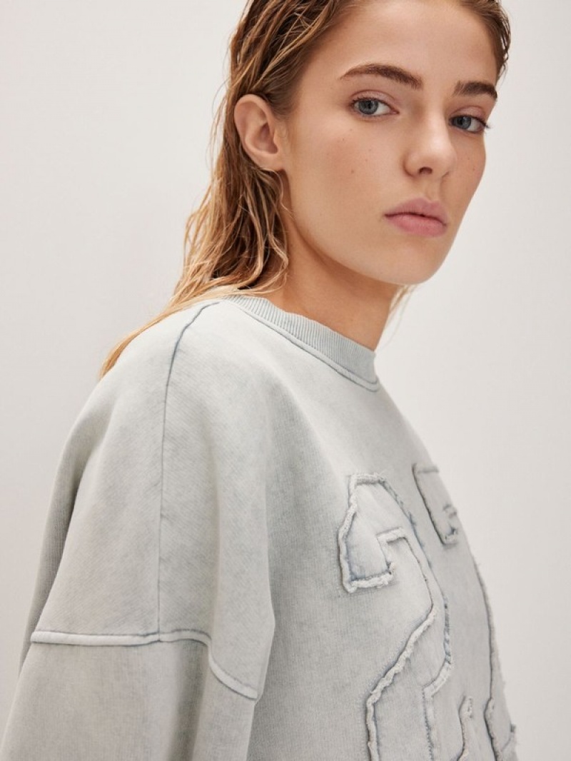 Reserved Sweatwash Effect Sweatshirts Damen Hellgrau | KPINXM-832