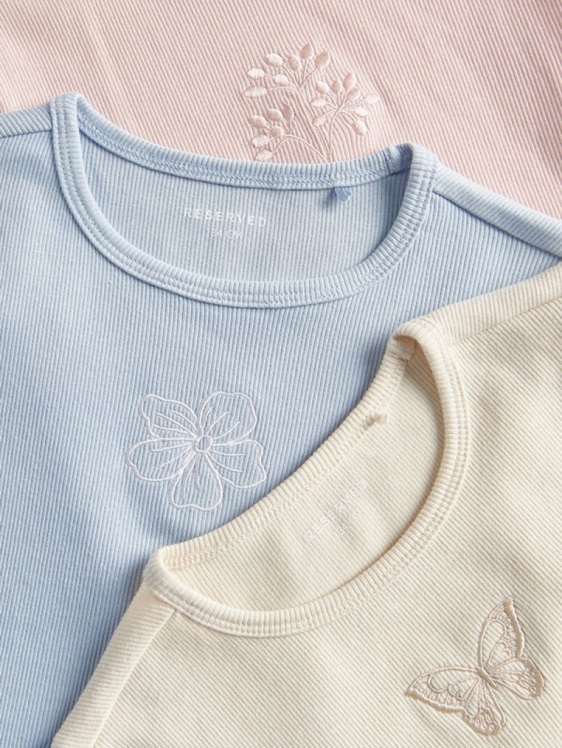 Reserved T-embroidery Detailing T-shirts Mädchen Blau | LOWSDB-285