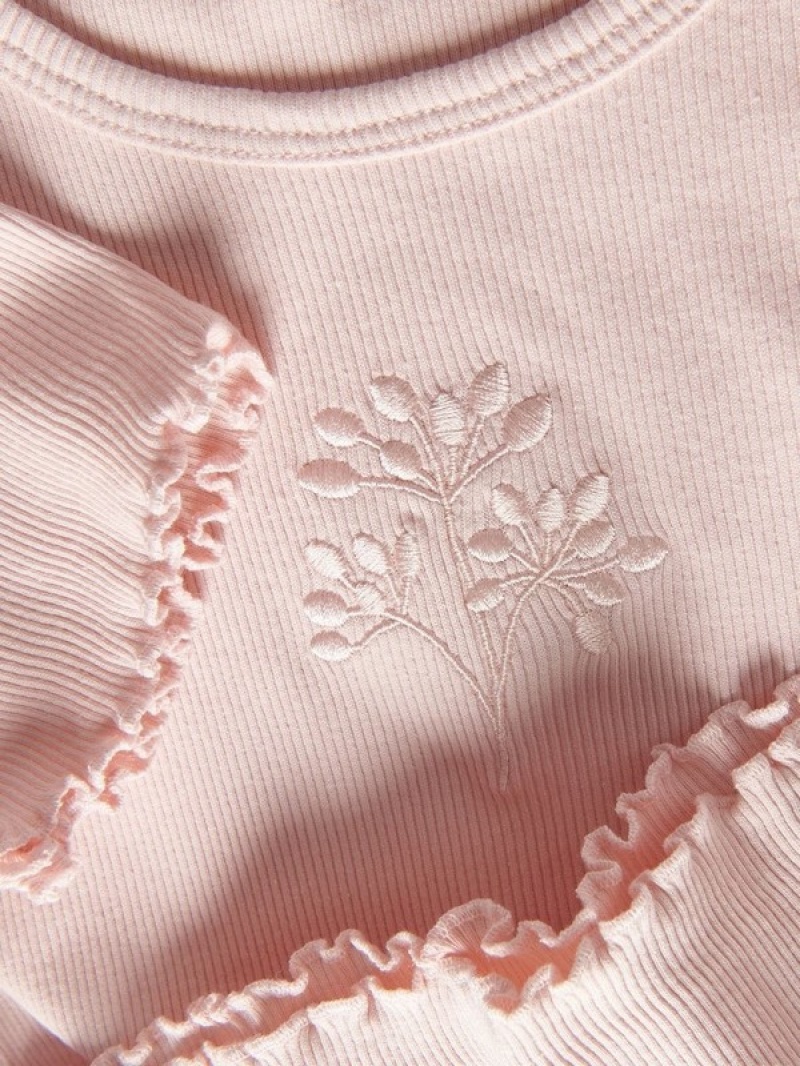 Reserved T-embroidery Detailing T-shirts Mädchen Rosa | WSDBPI-598