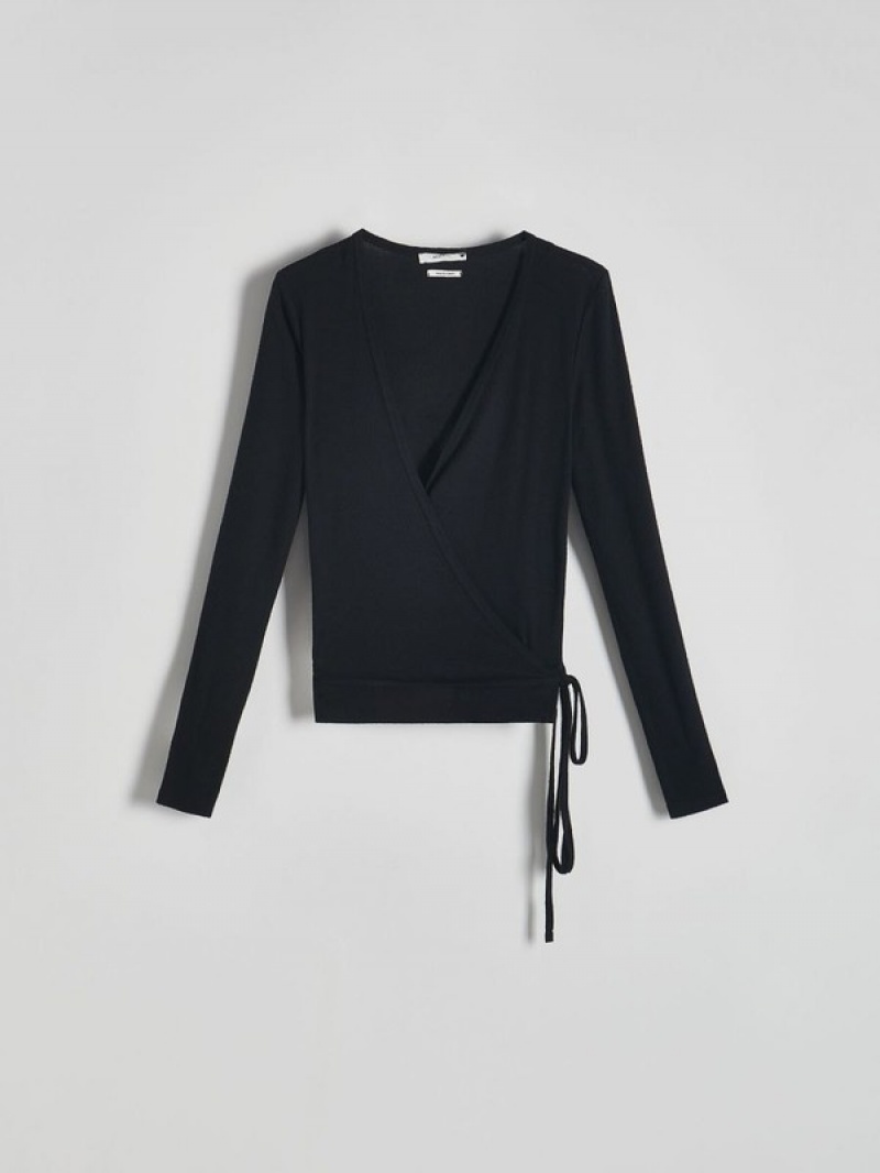 Reserved Tie Detail Hemd Damen Schwarz | NDVSXK-813