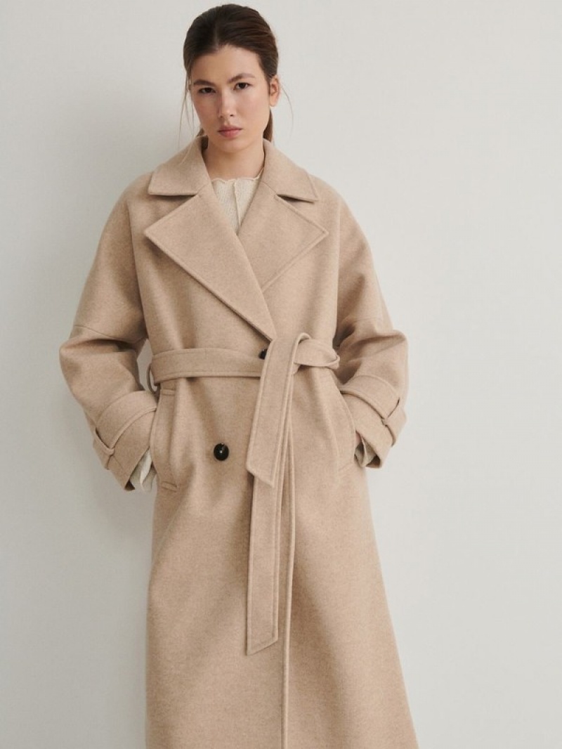 Reserved Tie Mäntel Damen Beige | HQIKBO-658