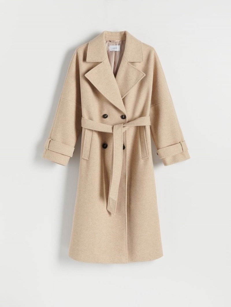 Reserved Tie Mäntel Damen Beige | HQIKBO-658