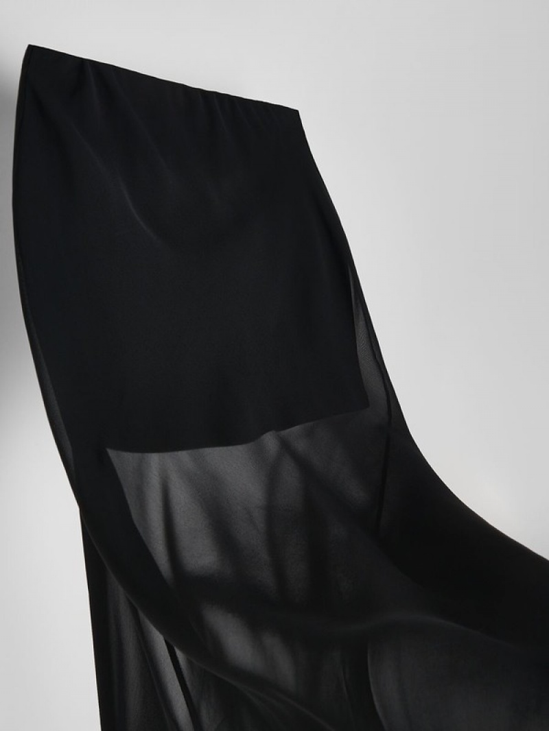 Reserved Transparent Maxi Röcke Damen Schwarz | VPHNTX-241