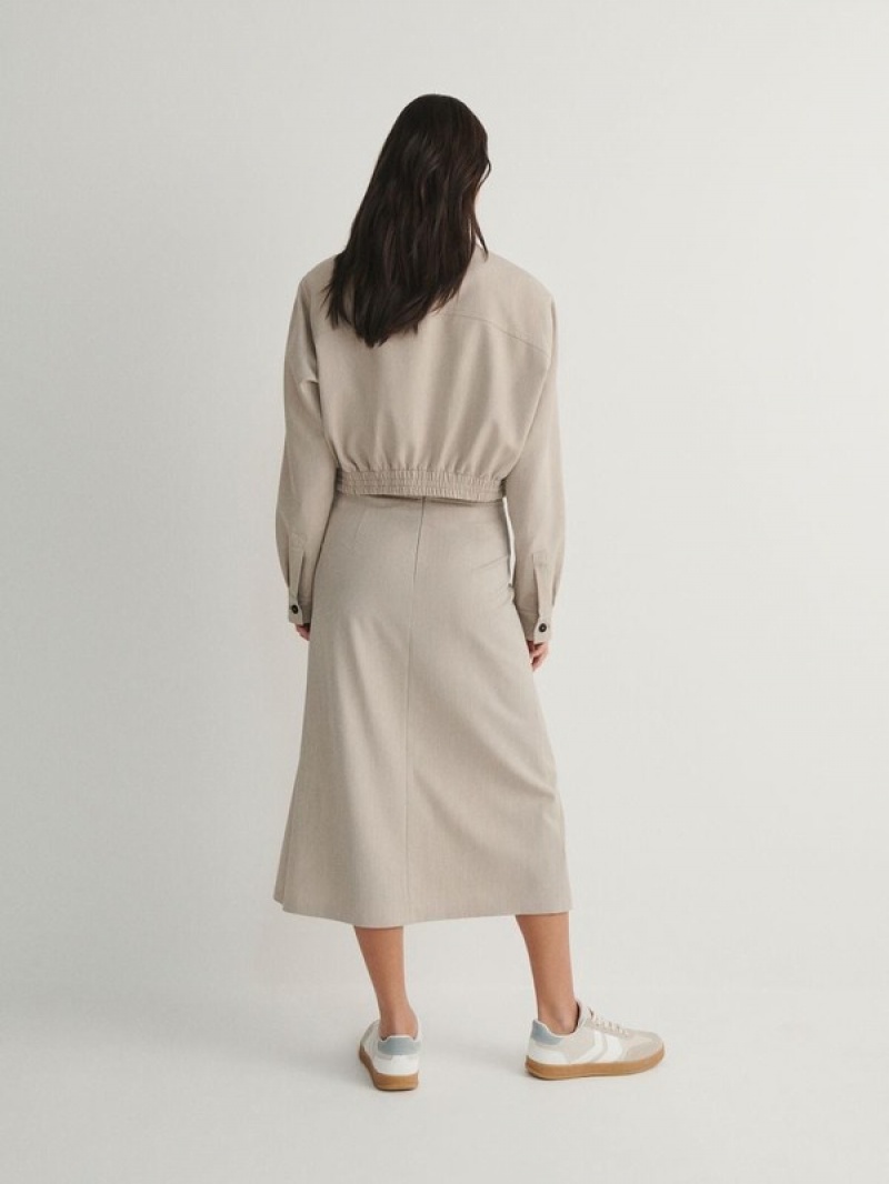 Reserved Two Pleats Röcke Damen Beige | DULEYW-540