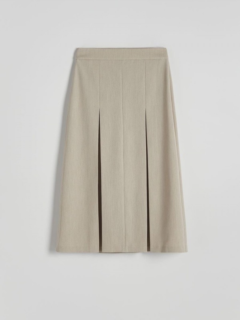 Reserved Two Pleats Röcke Damen Beige | DULEYW-540