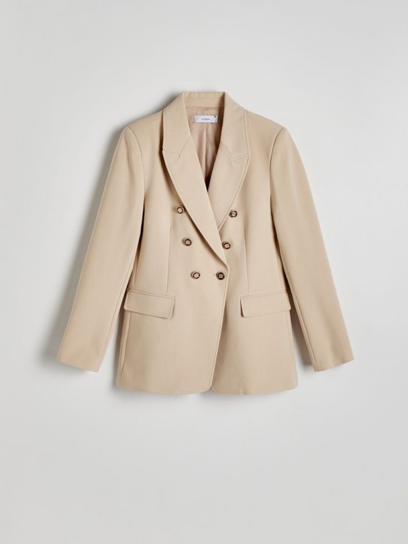 Reserved Viscose Blend Double-breasted Blazer Damen Beige | YEPMQW-025