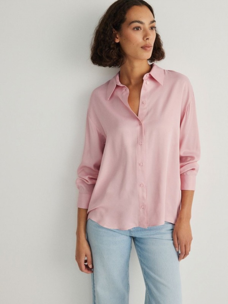 Reserved Viscose Hemd Damen Rosa | SRWIME-945