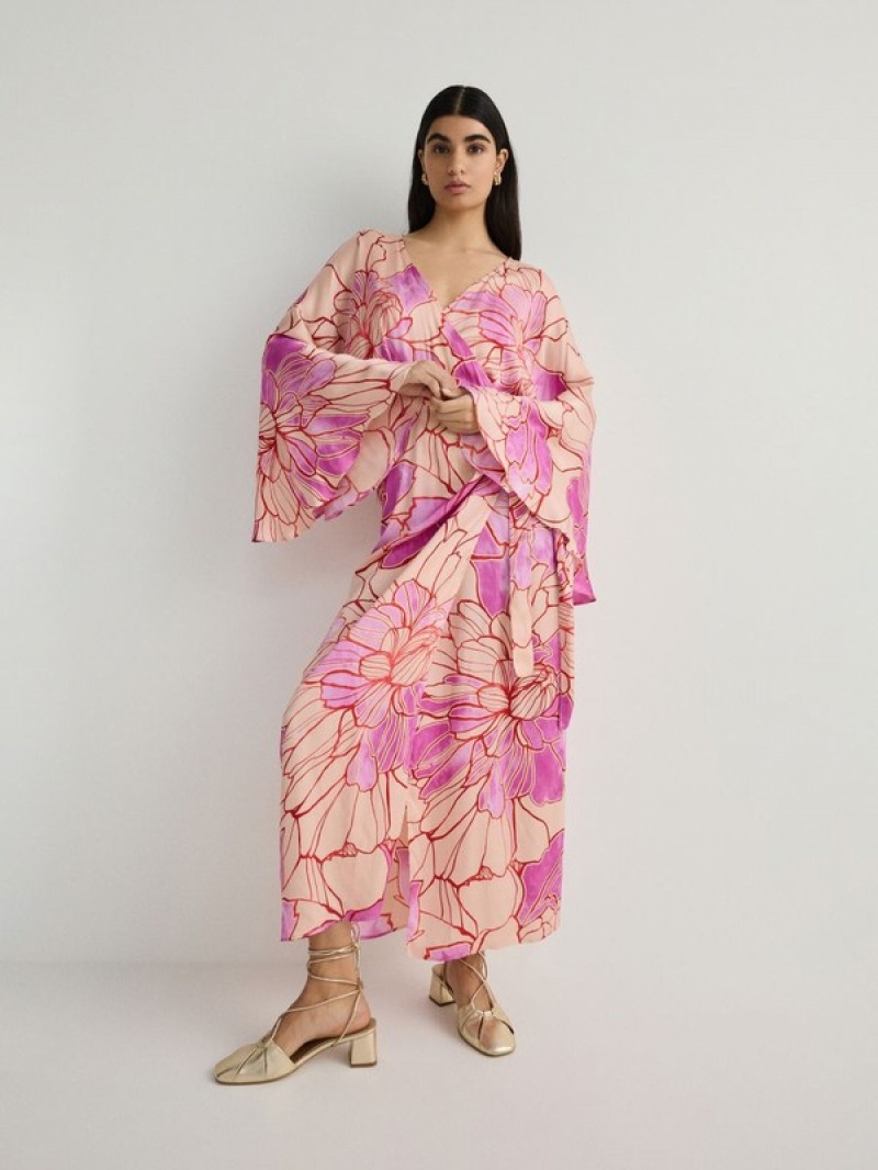 Reserved Viscose Kimono Kleid Damen Mehrfarbig | NKUTSA-651